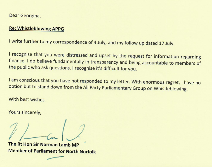 Norman Lamb resignation letter from APPG